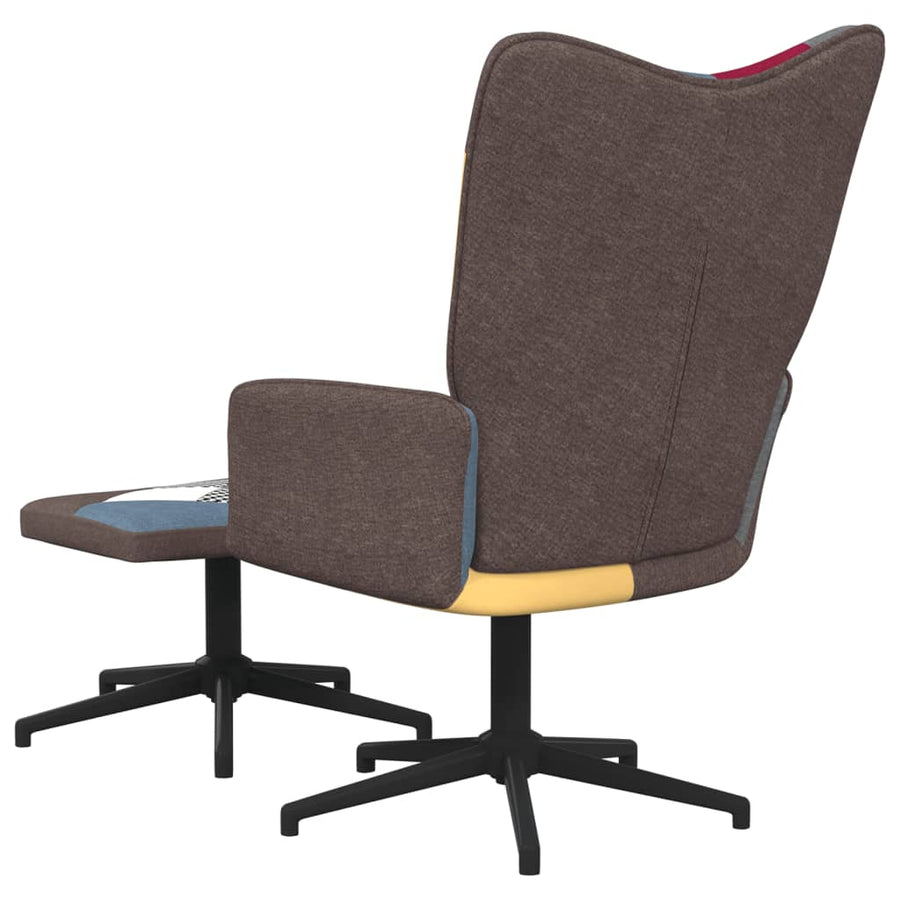 Relaxstoel Met Voetenbank Patchwork Stof Grijs en zwart Met voetensteun