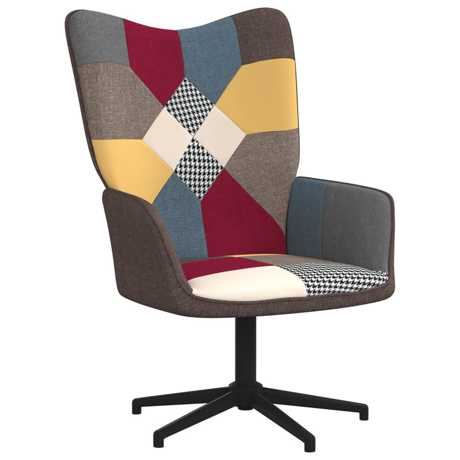 Relaxstoel Met Voetenbank Patchwork Stof Grijs en zwart Met voetensteun