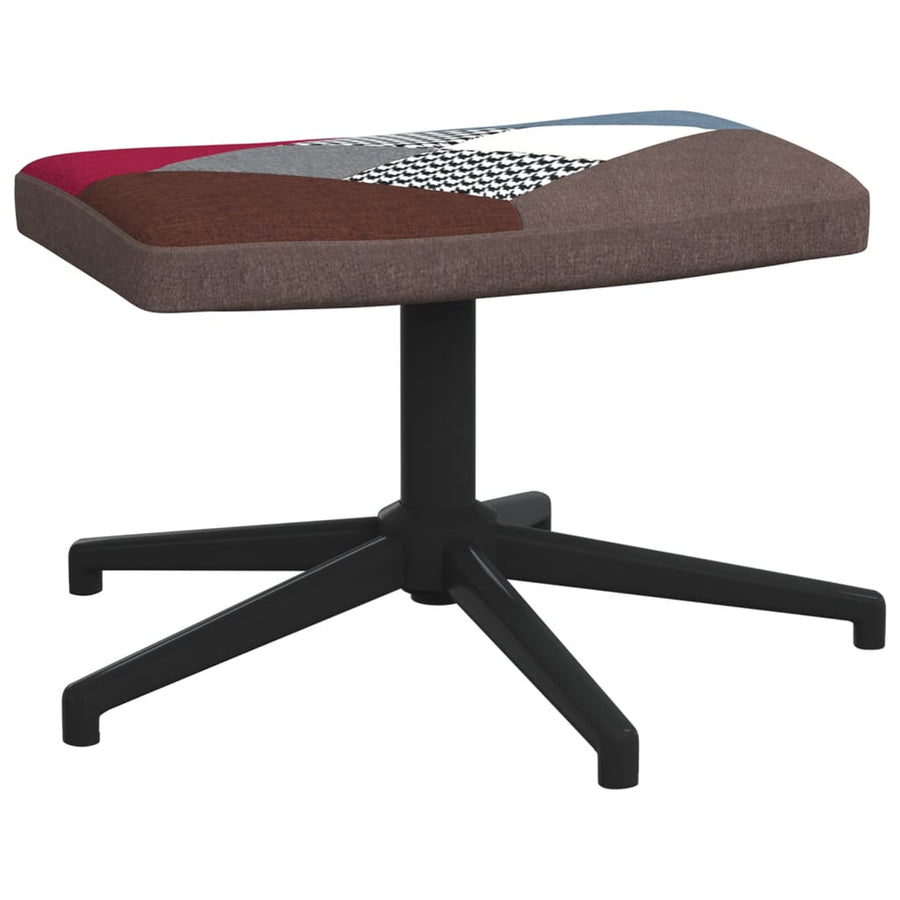 Relaxstoel Met Voetenbank Patchwork Stof Grijs en zwart Met voetensteun