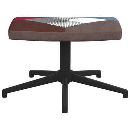 Relaxstoel Met Voetenbank Patchwork Stof Grijs en zwart Met voetensteun