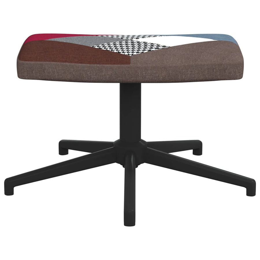 Relaxstoel Met Voetenbank Patchwork Stof Grijs en zwart Met voetensteun