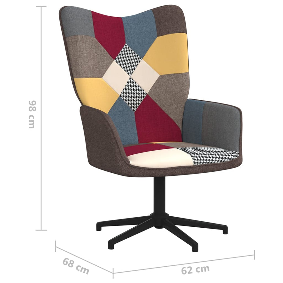 Relaxstoel Met Voetenbank Patchwork Stof Grijs en zwart Met voetensteun