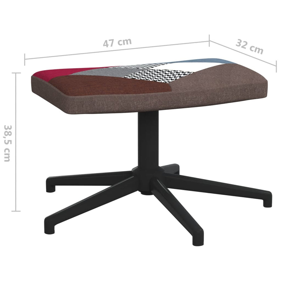 Relaxstoel Met Voetenbank Patchwork Stof Grijs en zwart Met voetensteun