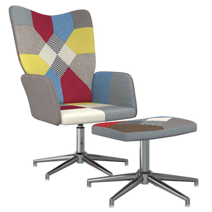 Relaxstoel Met Voetenbank Patchwork Stof 1 Grijs Met voetensteun