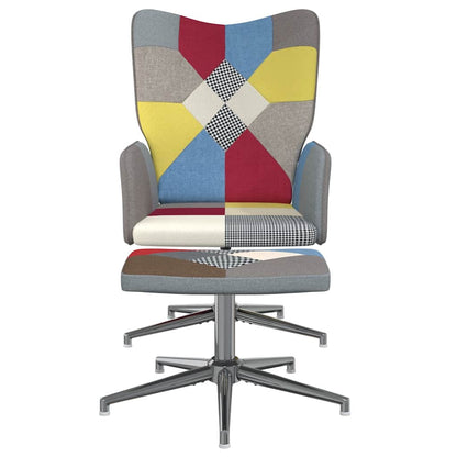 Relaxstoel Met Voetenbank Patchwork Stof 1 Grijs Met voetensteun