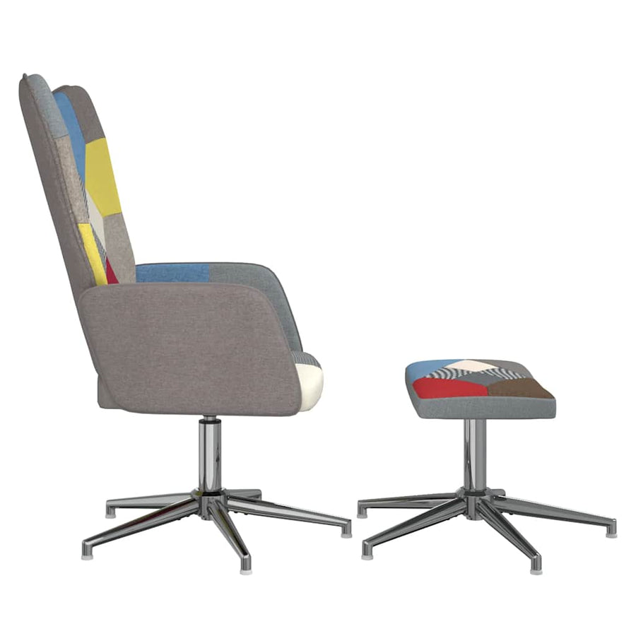 Relaxstoel Met Voetenbank Patchwork Stof 1 Grijs Met voetensteun