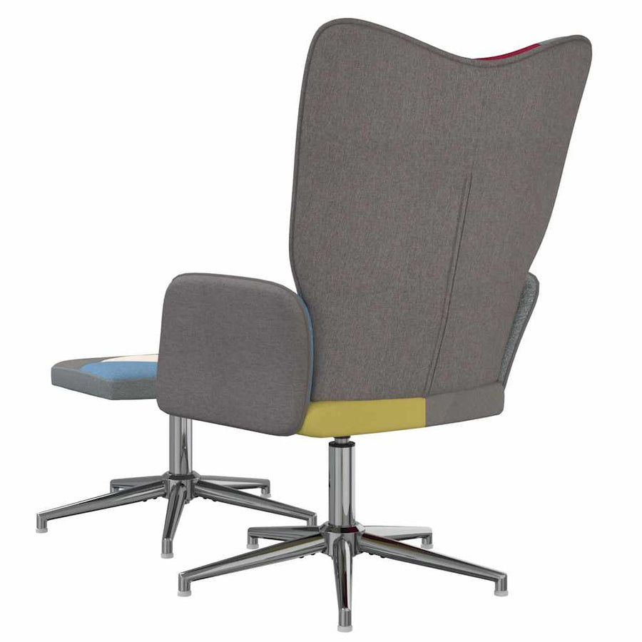 Relaxstoel Met Voetenbank Patchwork Stof 1 Grijs Met voetensteun