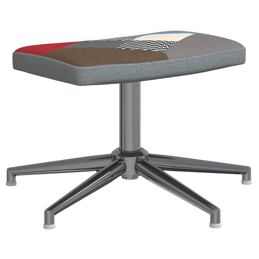 Relaxstoel Met Voetenbank Patchwork Stof 1 Grijs Met voetensteun