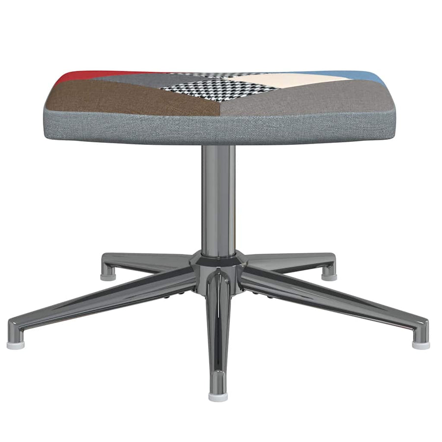 Relaxstoel Met Voetenbank Patchwork Stof 1 Grijs Met voetensteun