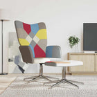 Relaxstoel met voetenbank patchwork grijs