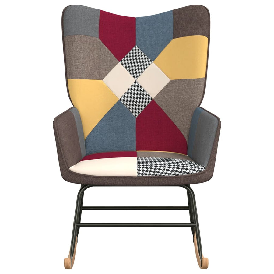 Schommelstoel Patchwork Stof Grijs Zonder voetensteun
