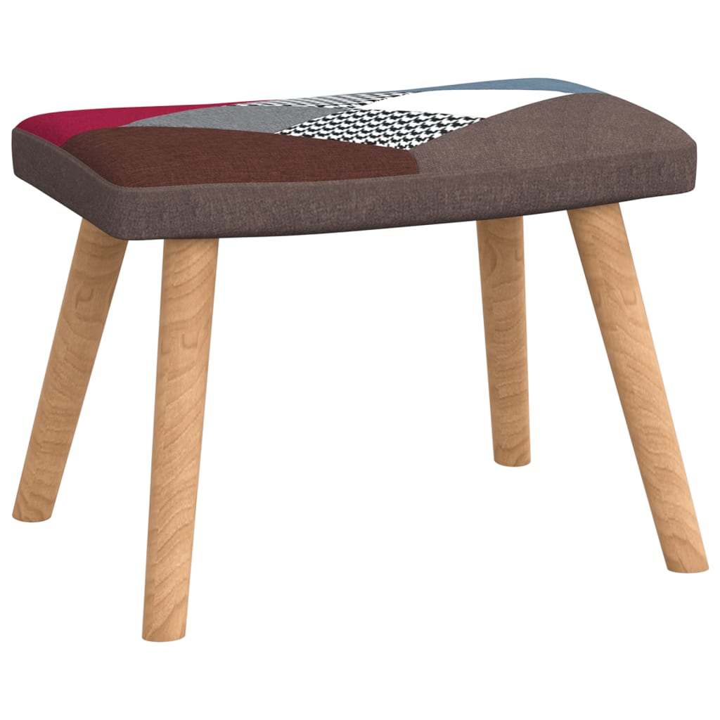 Schommelstoel Met Voetenbank Patchwork Stof Grijs Met voetensteun