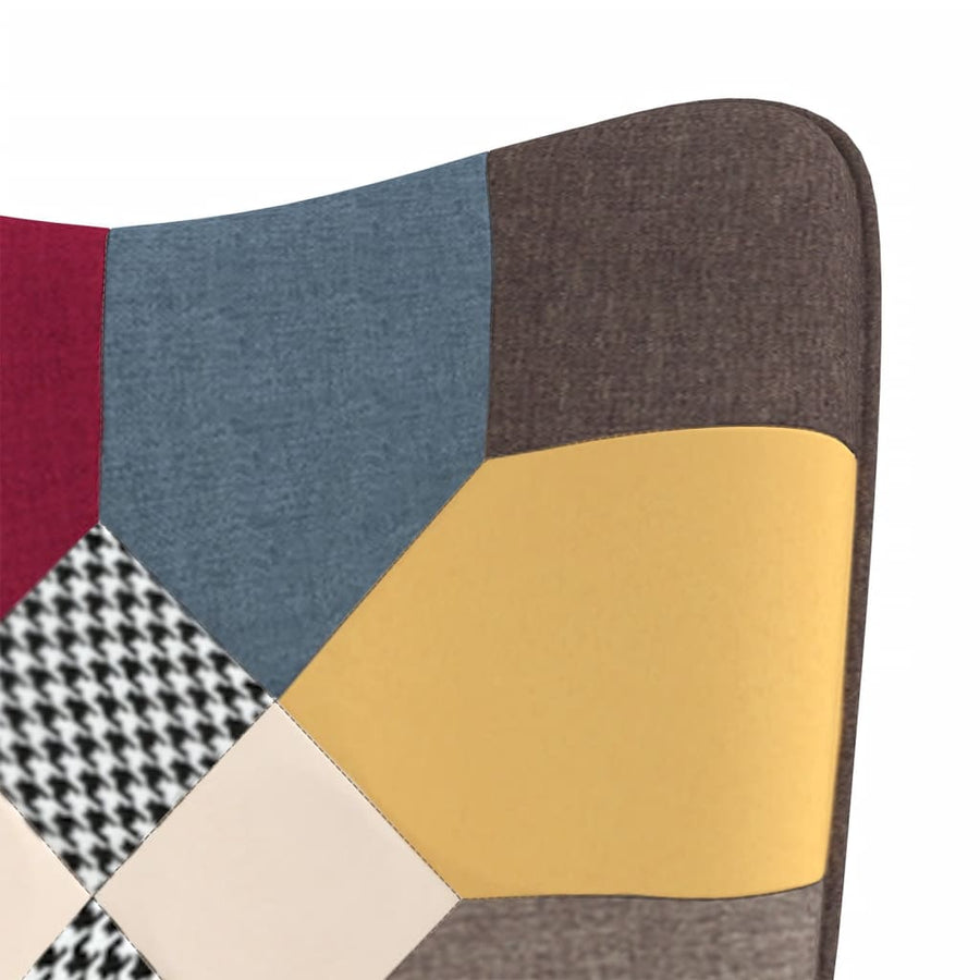 Schommelstoel Met Voetenbank Patchwork Stof Grijs Met voetensteun