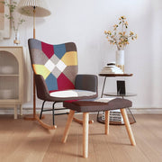 Schommelstoel met voetenbank patchwork meerkleurig