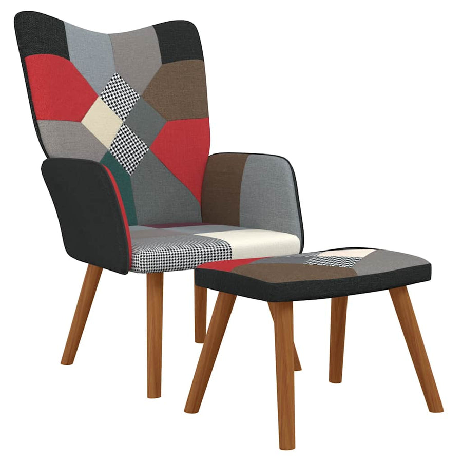 Relaxstoel Met Voetenbank Patchwork Stof 1