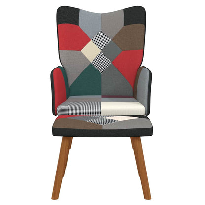Relaxstoel Met Voetenbank Patchwork Stof 1