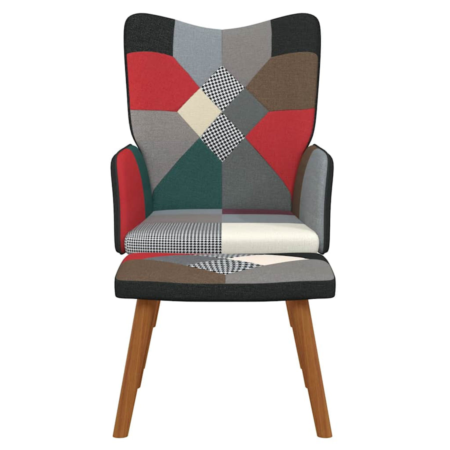 Relaxstoel Met Voetenbank Patchwork Stof 1
