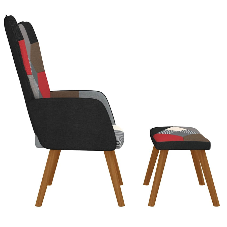 Relaxstoel Met Voetenbank Patchwork Stof 1