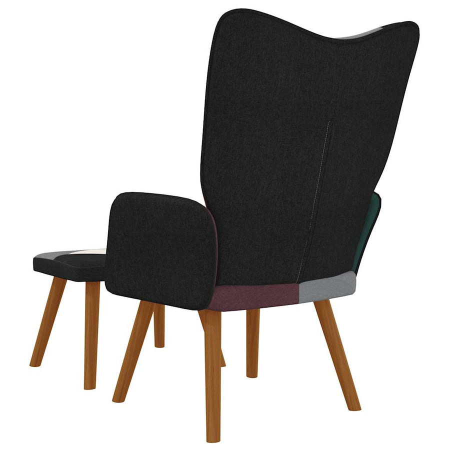 Relaxstoel Met Voetenbank Patchwork Stof 1