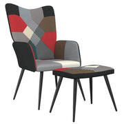 Relaxstoel met voetenbank patchwork stof multikleur