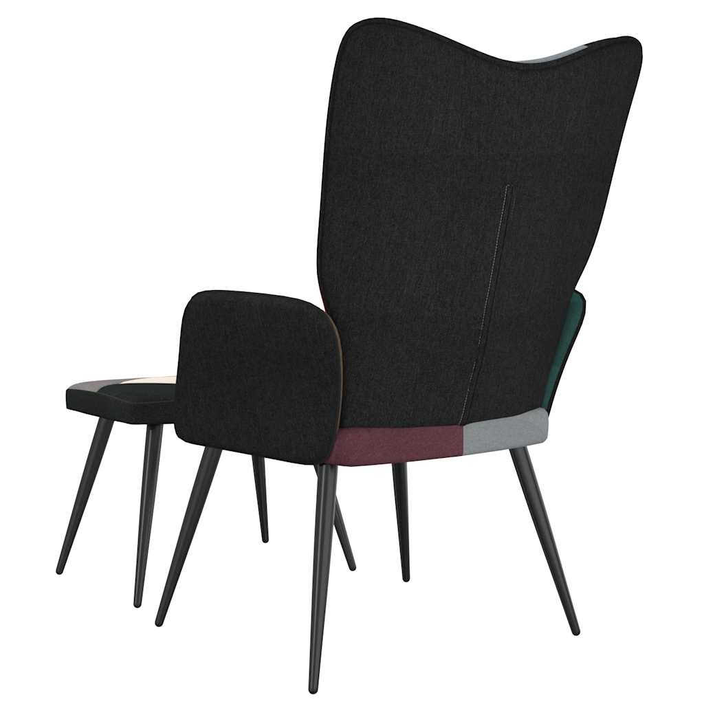 Relaxstoel met voetenbank patchwork stof
