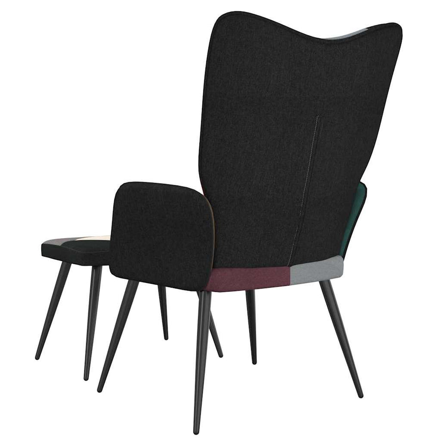 Relaxstoel met voetenbank patchwork stof