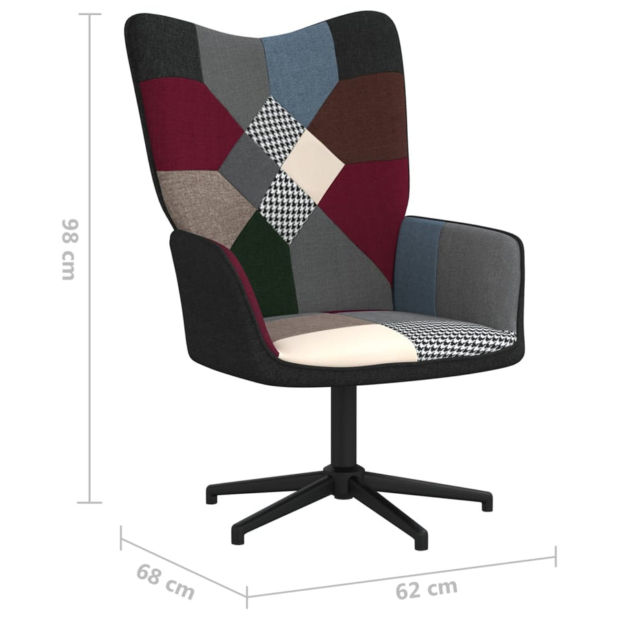 Relaxstoel Patchwork Stof Zwart Zonder voetensteun