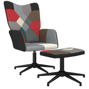 Relaxstoel met voetenbank patchwork stof