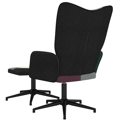 Relaxstoel met voetenbank patchwork stof