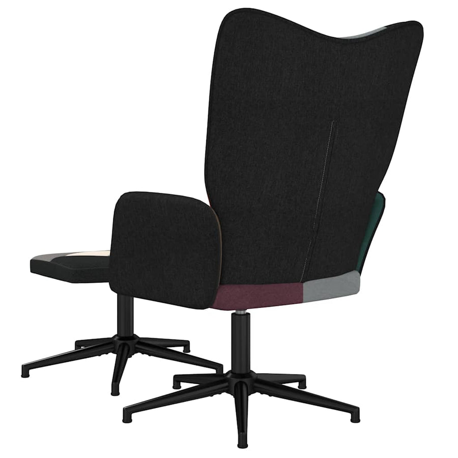 Relaxstoel met voetenbank patchwork stof