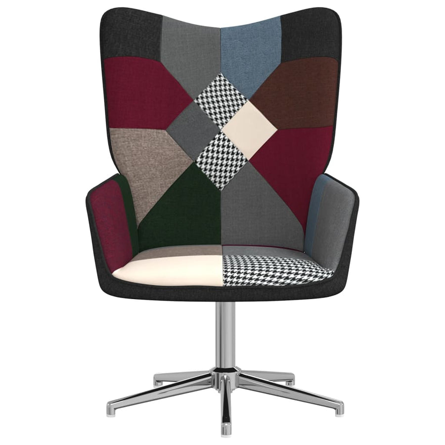 Relaxstoel Patchwork Stof Zwart en zilver Zonder voetensteun