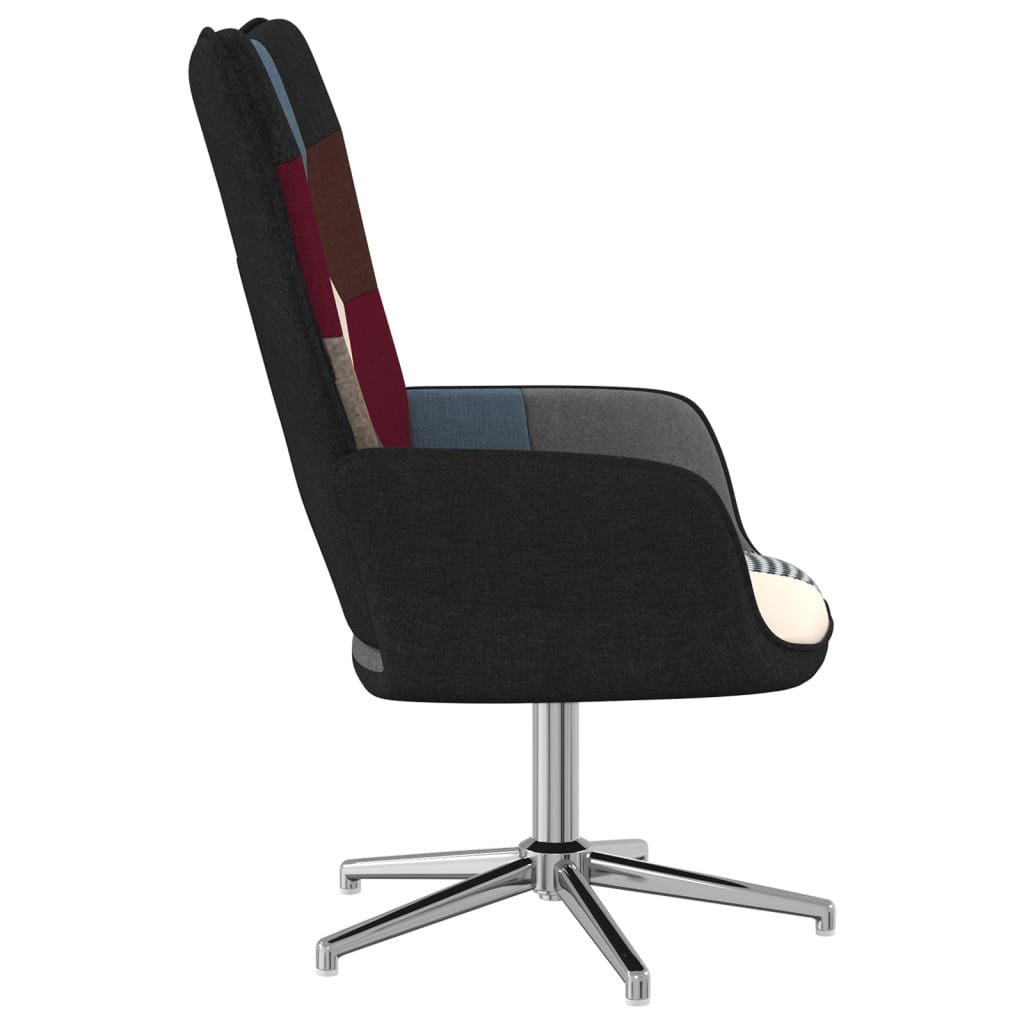 Relaxstoel Patchwork Stof Zwart en zilver Zonder voetensteun