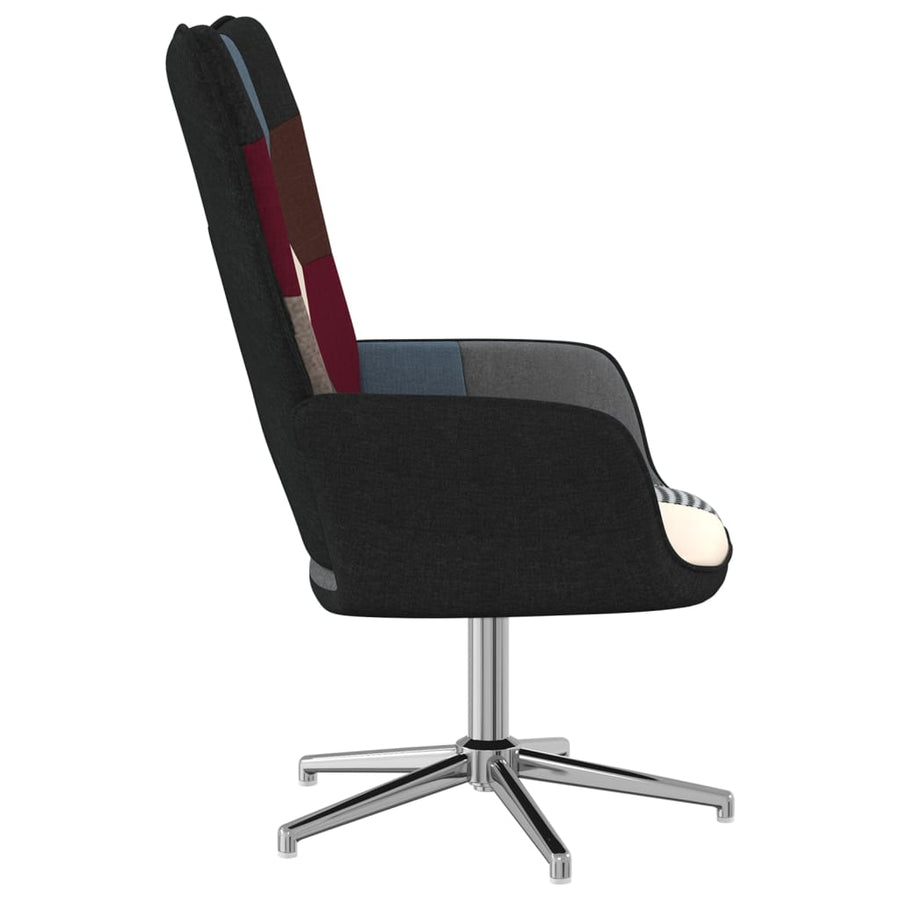 Relaxstoel Patchwork Stof Zwart en zilver Zonder voetensteun