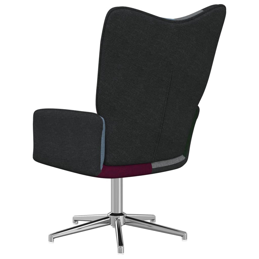 Relaxstoel Patchwork Stof Zwart en zilver Zonder voetensteun