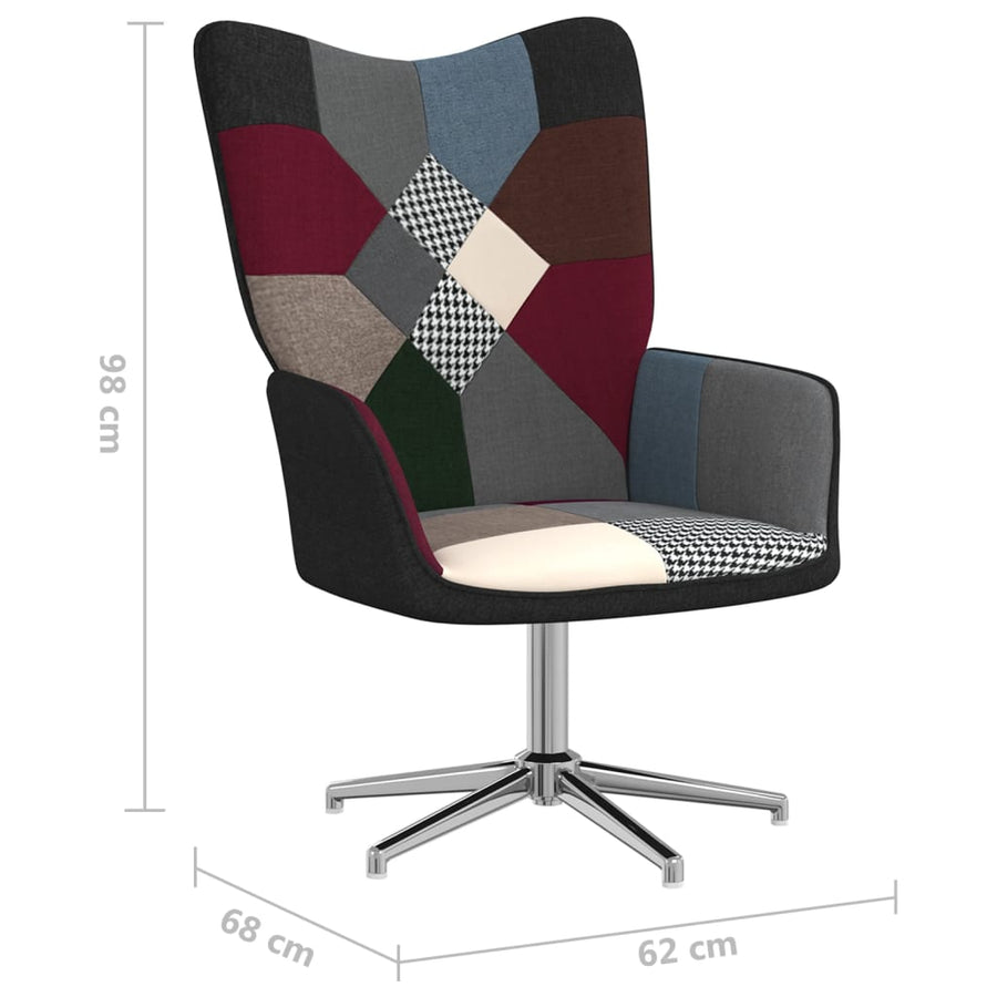 Relaxstoel Patchwork Stof Zwart en zilver Zonder voetensteun