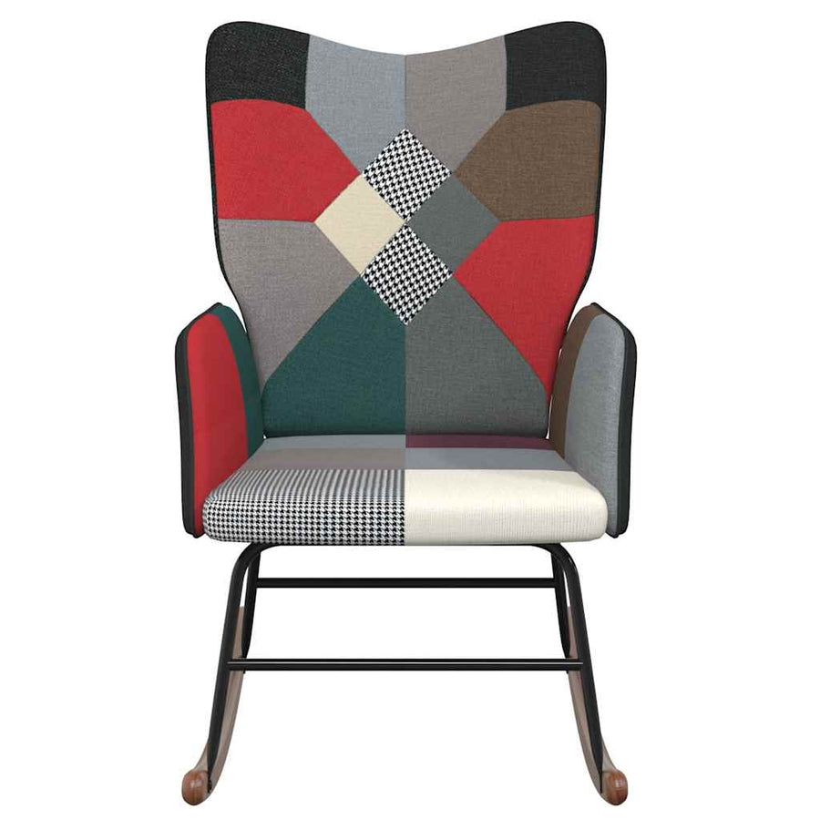 Schommelstoel Patchwork Stof 1 Zwart Zonder voetensteun