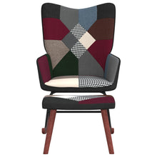 Schommelstoel Met Voetenbank Patchwork Stof Zwart Met voetensteun