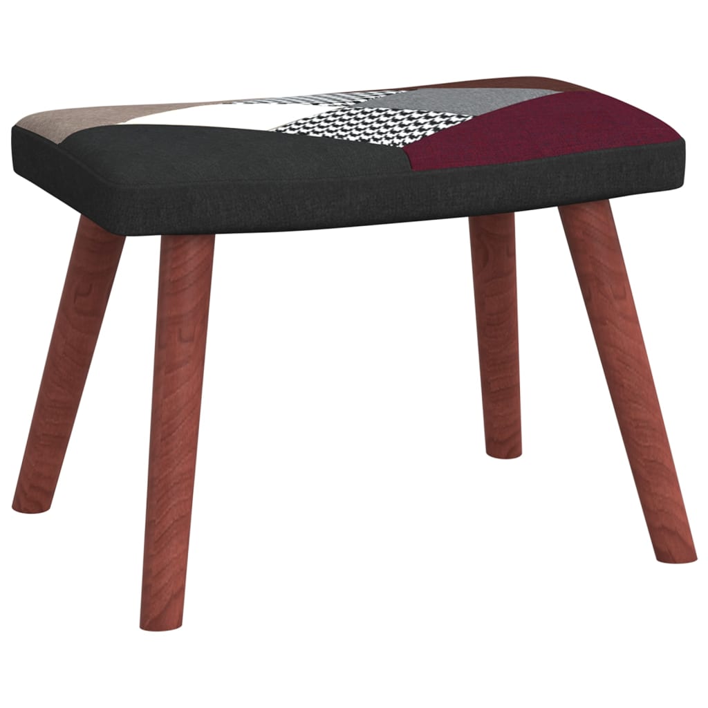 Schommelstoel Met Voetenbank Patchwork Stof Zwart Met voetensteun