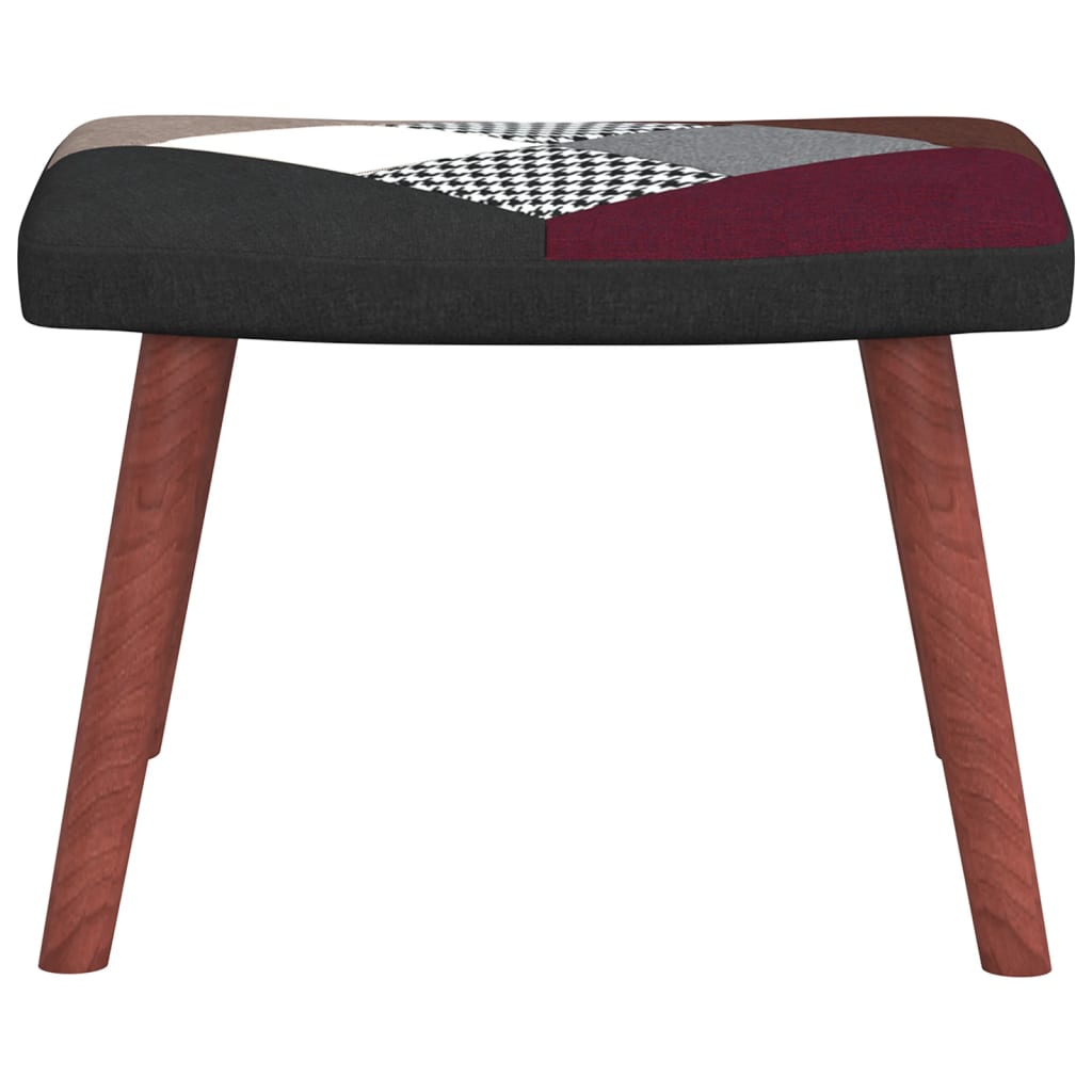 Schommelstoel Met Voetenbank Patchwork Stof Zwart Met voetensteun