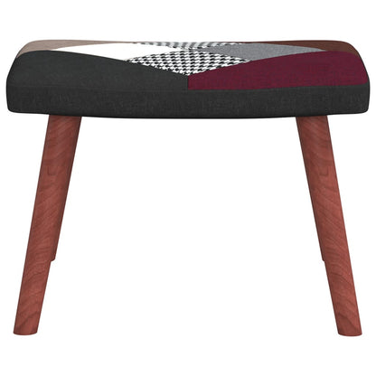 Schommelstoel Met Voetenbank Patchwork Stof Zwart Met voetensteun