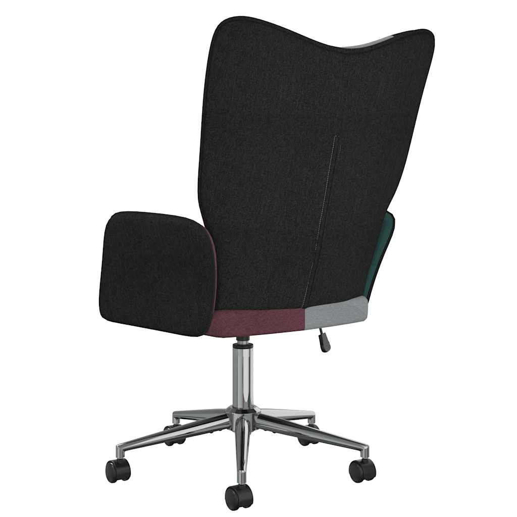Relaxstoel Patchwork Stof 1 Zwart en zilver