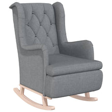 Fauteuil Met Massief Rubberwood Schommelpoten Stof Lichtgrijs Zonder voetensteun