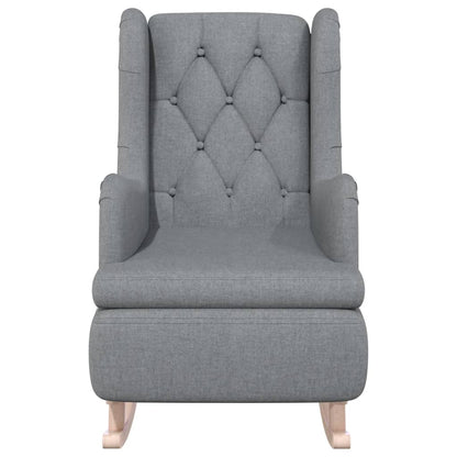 Fauteuil Met Massief Rubberwood Schommelpoten Stof Lichtgrijs Zonder voetensteun