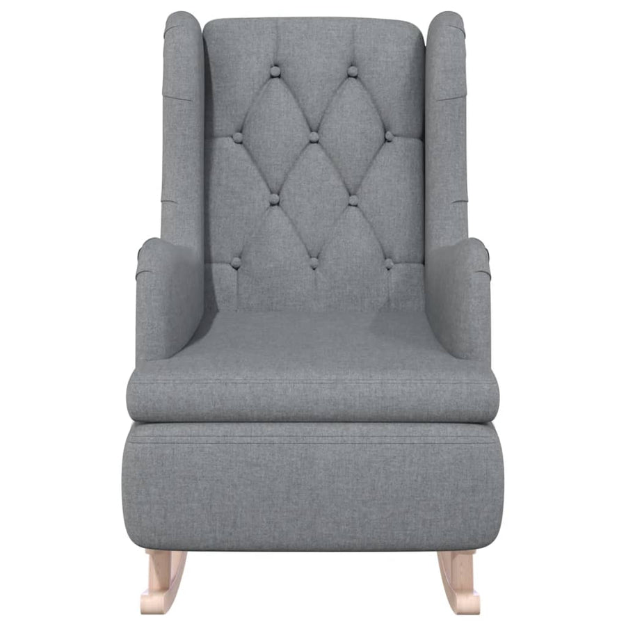Fauteuil Met Massief Rubberwood Schommelpoten Stof Lichtgrijs Zonder voetensteun