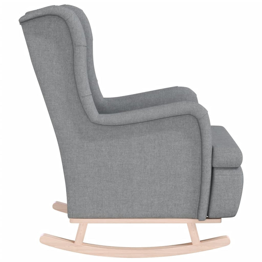Fauteuil Met Massief Rubberwood Schommelpoten Stof Lichtgrijs Zonder voetensteun