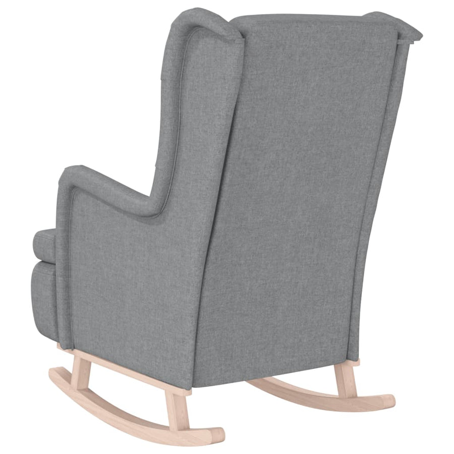 Fauteuil Met Massief Rubberwood Schommelpoten Stof Lichtgrijs Zonder voetensteun