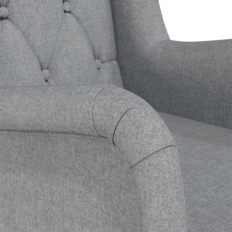 Fauteuil Met Massief Rubberwood Schommelpoten Stof Lichtgrijs Zonder voetensteun
