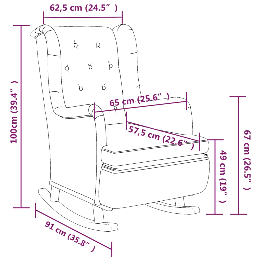 Fauteuil Met Massief Rubberwood Schommelpoten Stof Lichtgrijs Zonder voetensteun