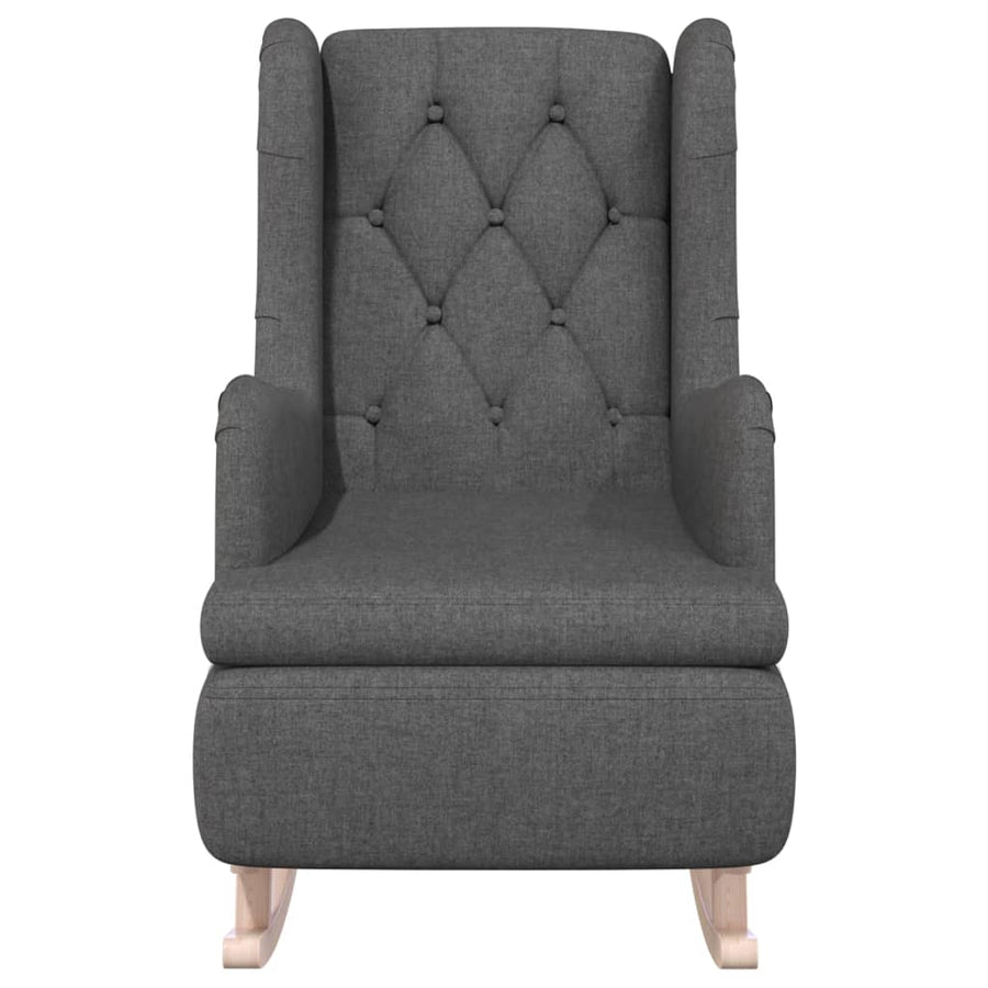 Fauteuil Met Massief Rubberwood Schommelpoten Stof Donkergrijs Zonder voetensteun