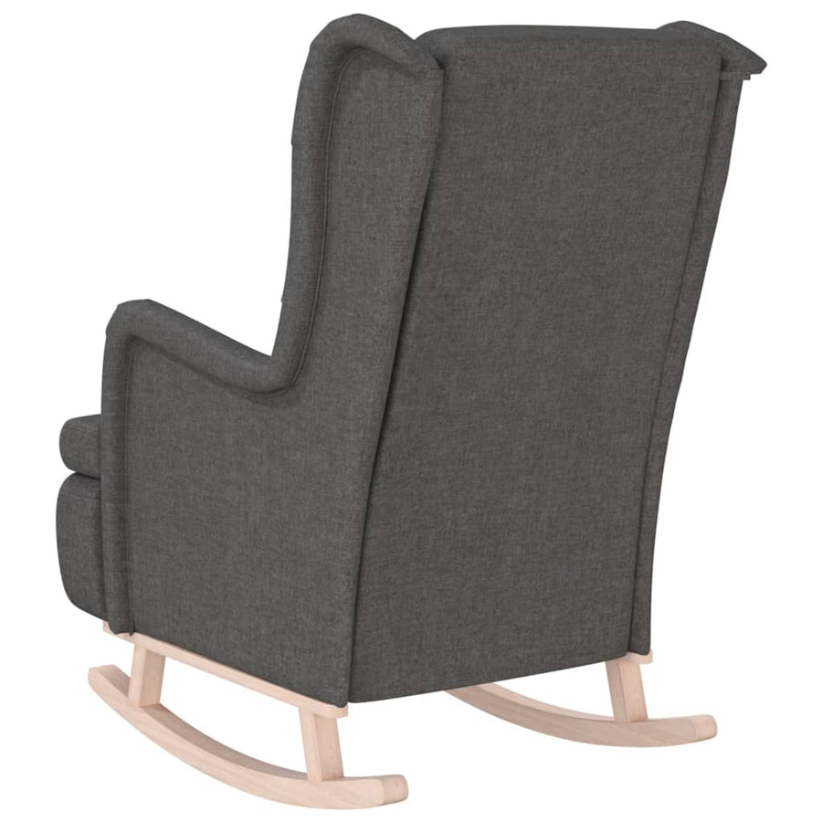 Fauteuil Met Massief Rubberwood Schommelpoten Stof Donkergrijs Zonder voetensteun